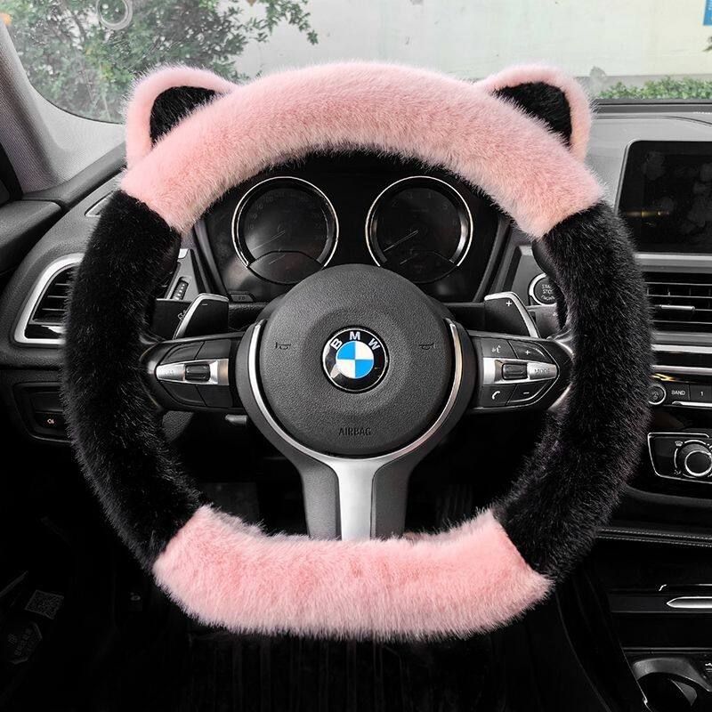 Car Steering Wheel Cover Winter Plush Thickened Warm and Cute for Girls Car Interior Decoration Universal Car Handle Cover
