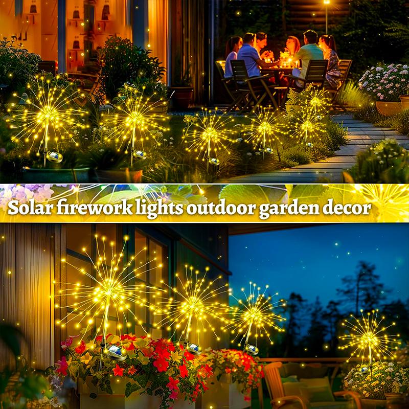 Solar Garden Lights Outdoor Fairy Fireworks Light Waterproof Decor Yard Pathway Patio Lawn Flower Lamp