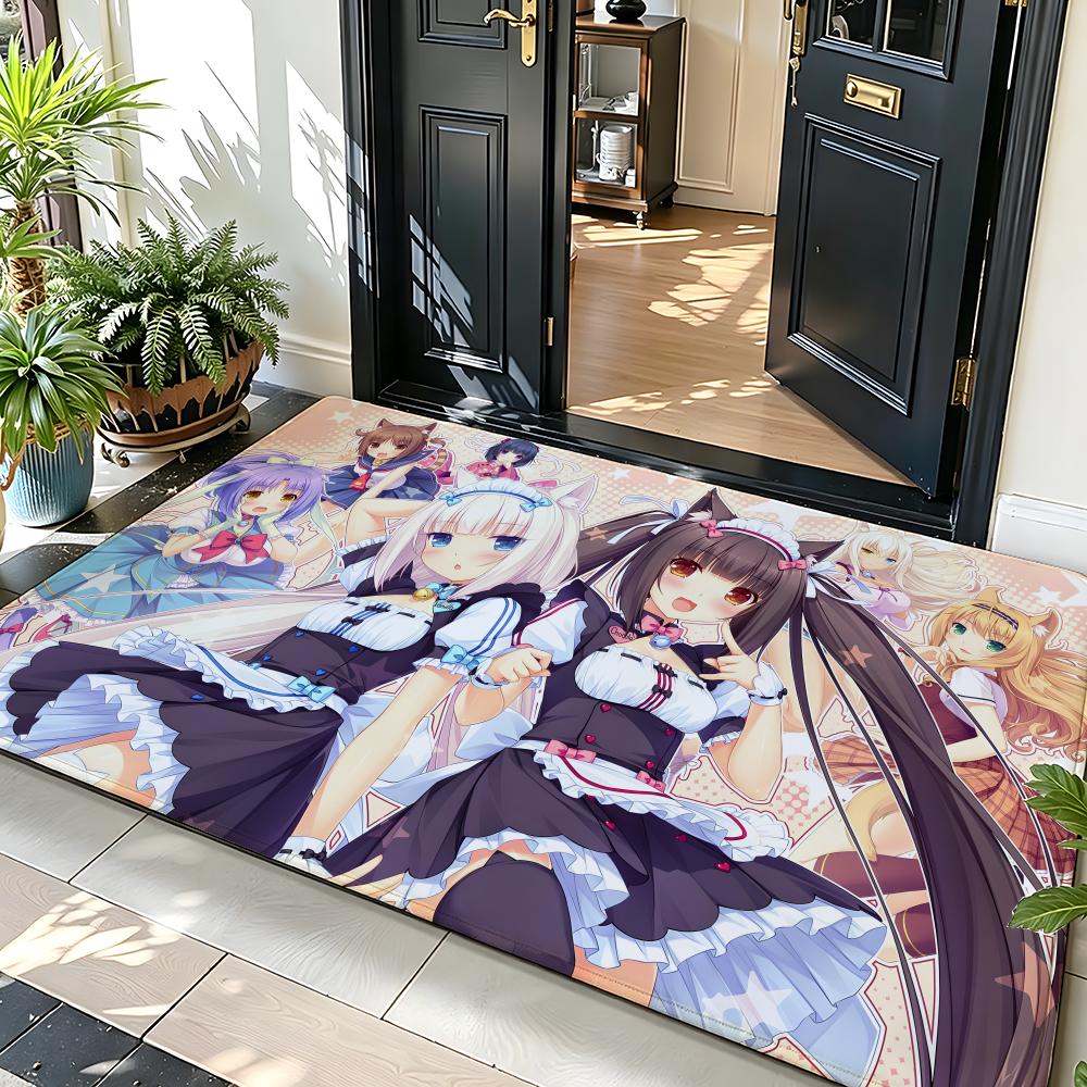 Game N-Nekopara Floor Mat Soft Flannel Entrance Door Mat Non Slip Absorbent Bathroom Bedroom Floor Rug
