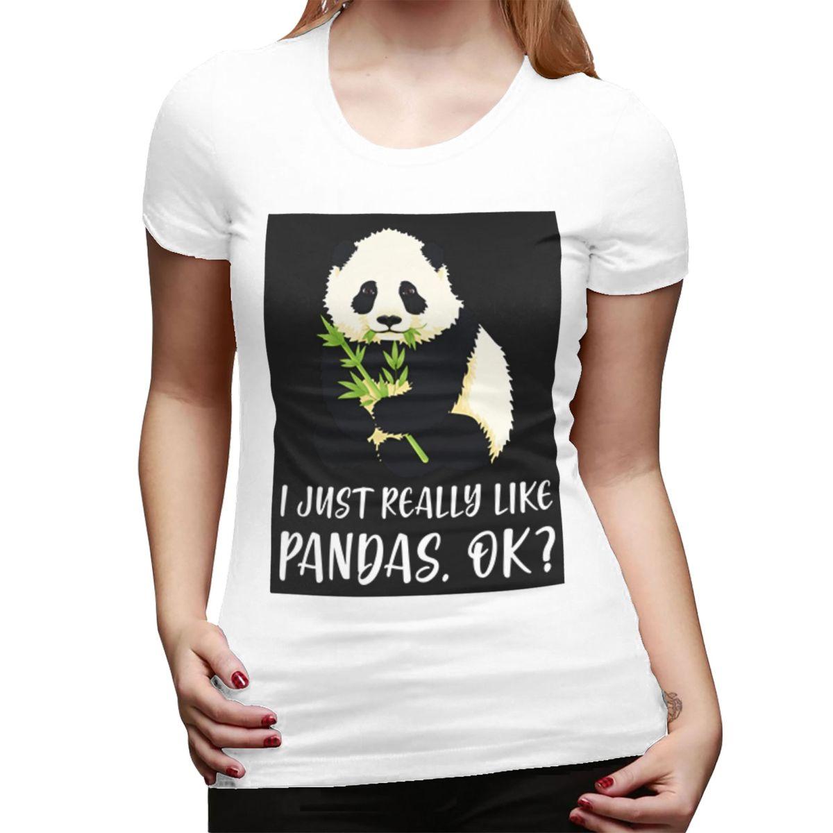 

I Just Really Like Pandas OK TShirt for Women Round Neck Streetwear T Shirts Womens Short Sleeve Summer Clothes Tops S