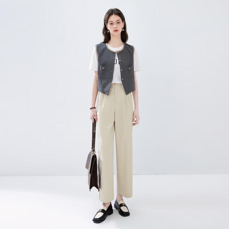 Qiushuiyiren Damen Herbst 2024 Gerade geschnittene Freizeithose