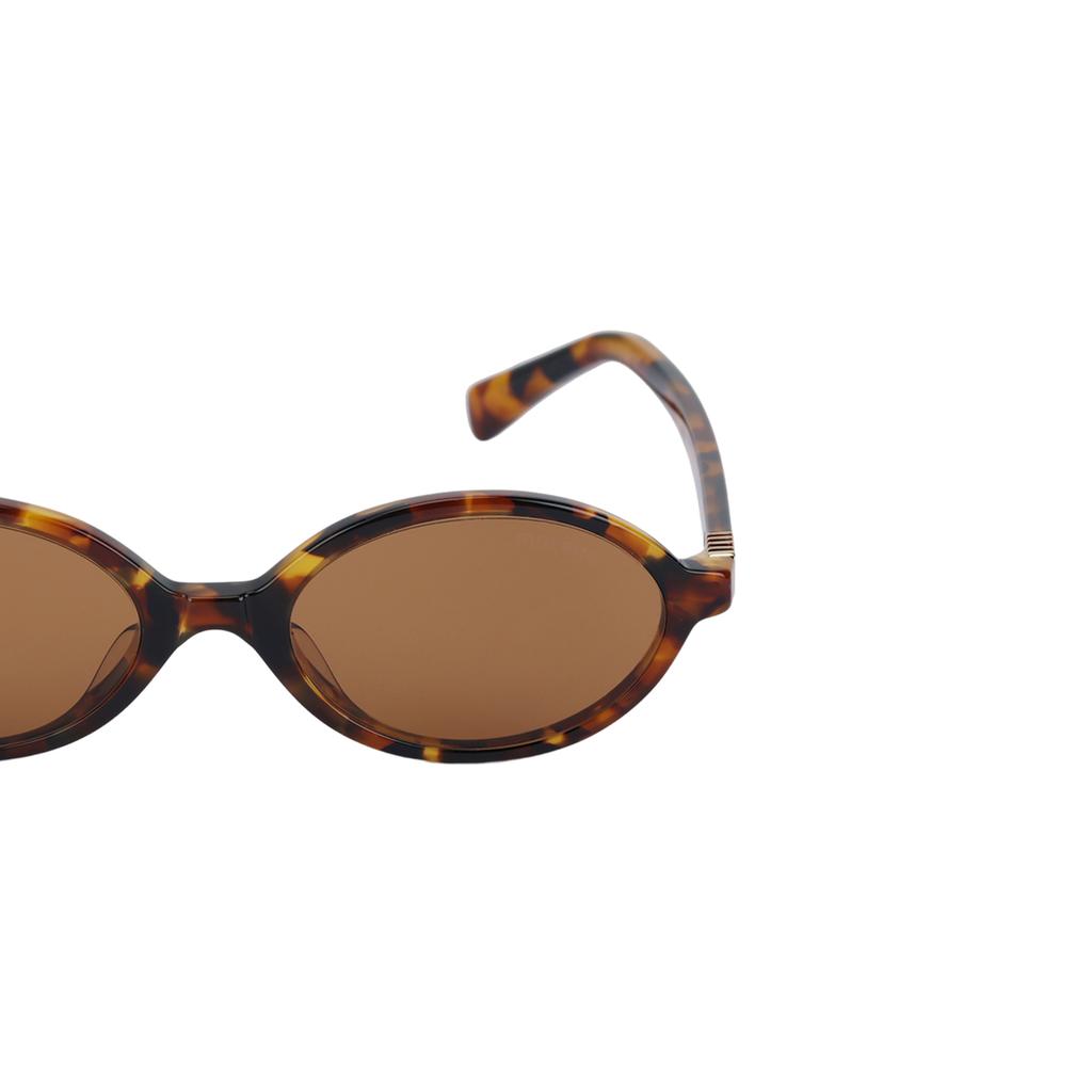 MIU MIU Logo Design Oval Sunglasses Women Sunglasses Tortoiseshell MU-04ZSF-19P2Z1