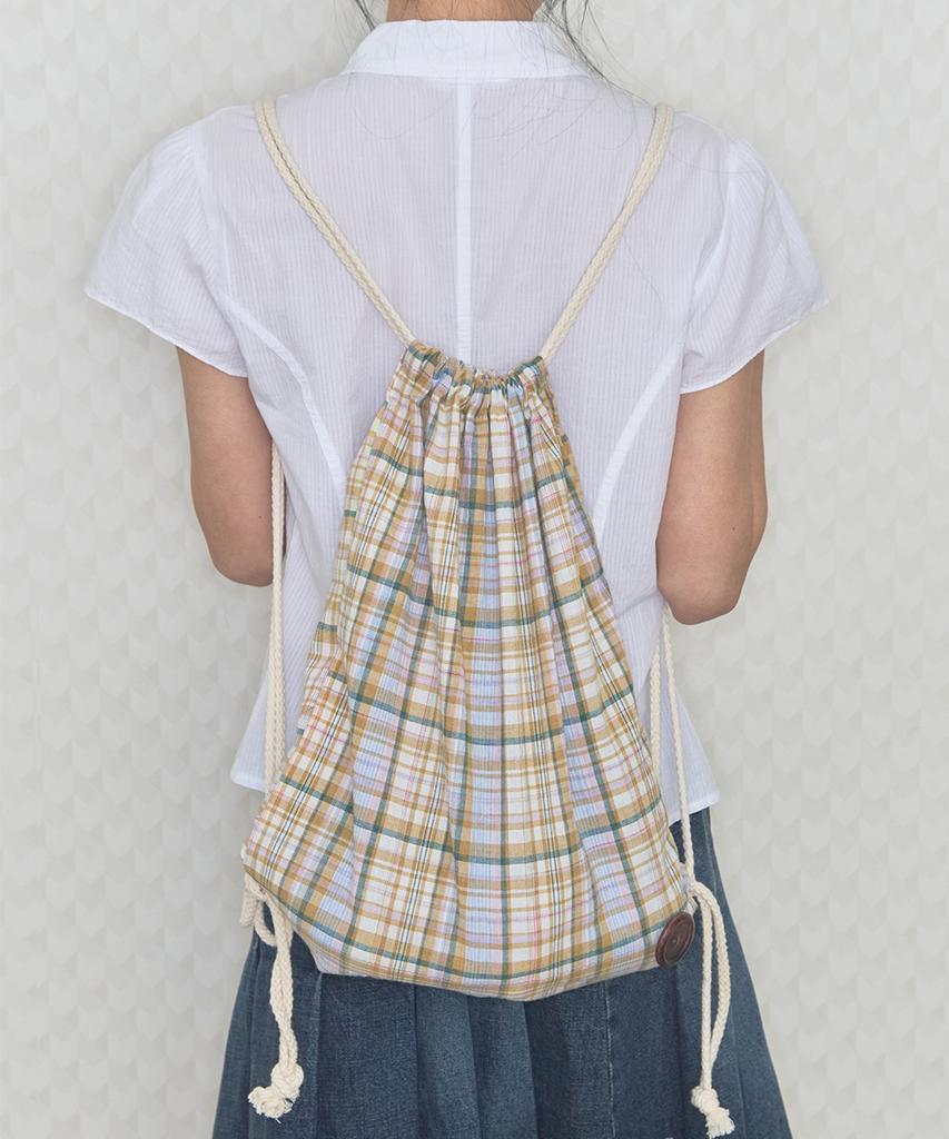 Kiibi Check Pattern Gym Sack Yellow