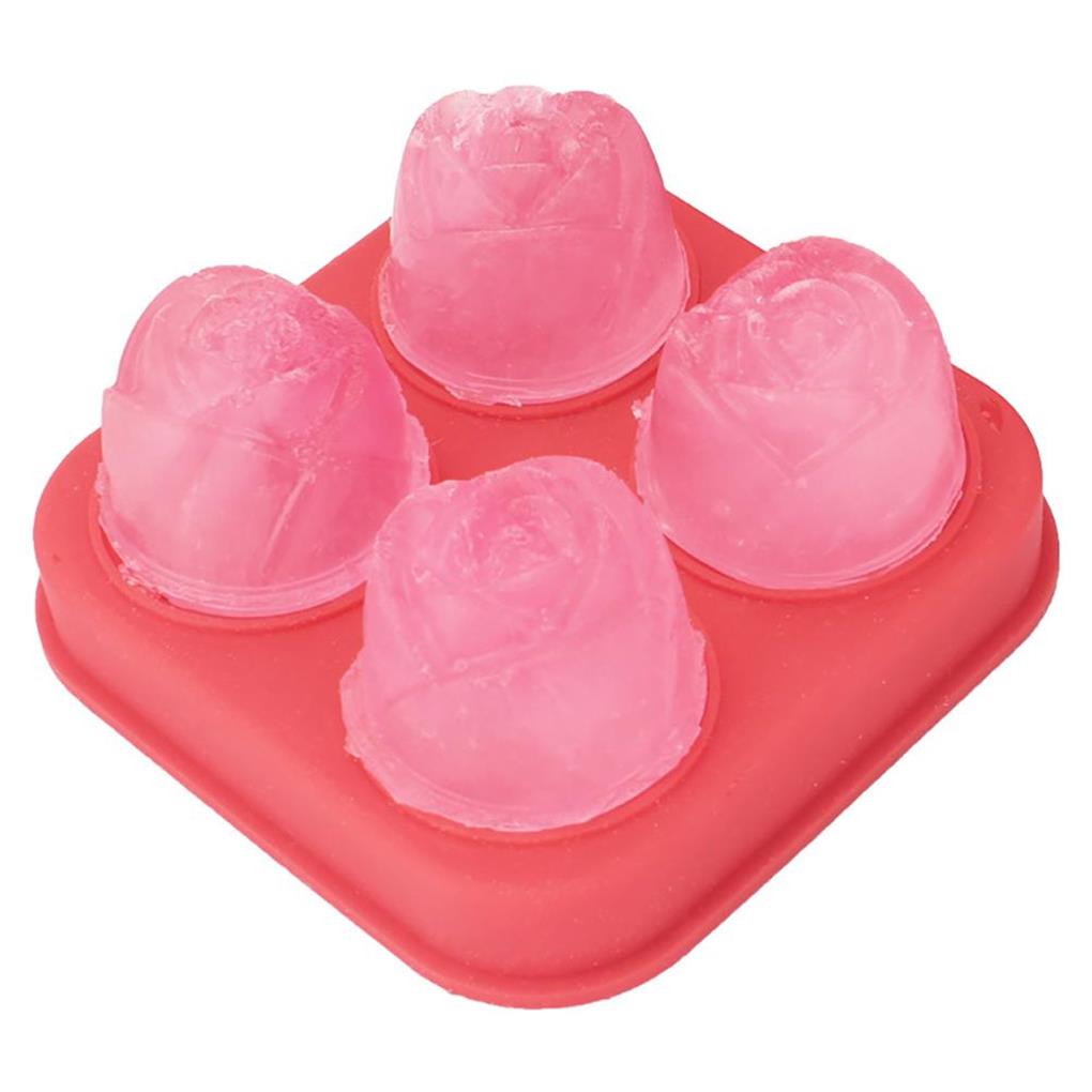 4-Cavity Small Ice Cube Tray Cute Rose Shaped Reusable Durable Waterproof Wear-resistant Ice Cube Mold Kitchen Tool Bars