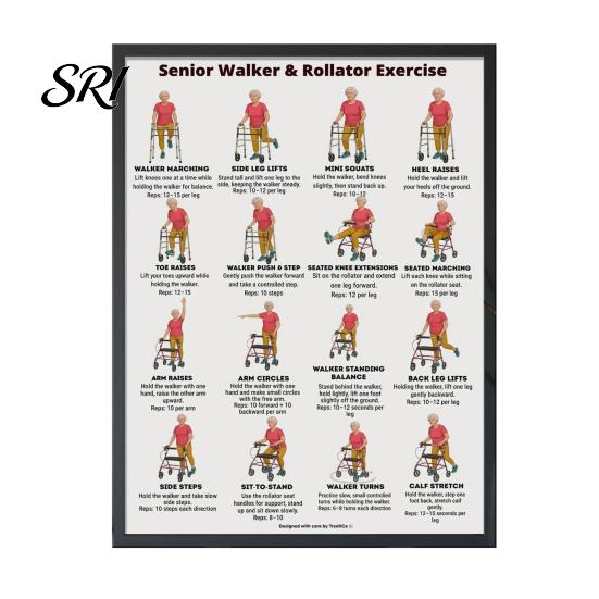 Poster Esercizi da Seduti Tabella Allenamento su Sedia Diagramma Flusso Yoga Dolce Esercizi di Mobilità a Basso Impatto per Anziani Principianti