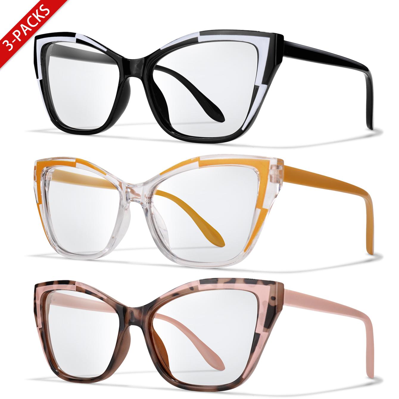 

3 Pairs Trendy Cateye Sunglasses For Men And Women Vacation Glasses With Uv Protection For Outdoor Sports Running Clear Goggles