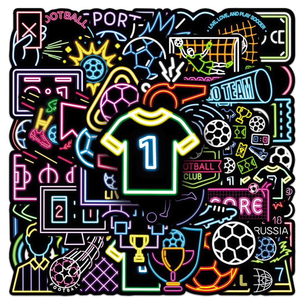 50 Neon Football Graffiti Stickers Personalized Sports Decoration Mobile Phone Computer Creative Stickers