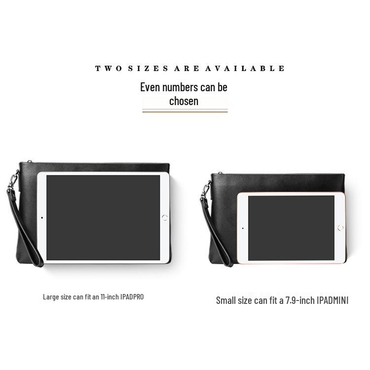 Men's Summer Genuine Leather Anti-theft Clutch Bag, Fashionable and Simple Multi-compartment Envelope Design
