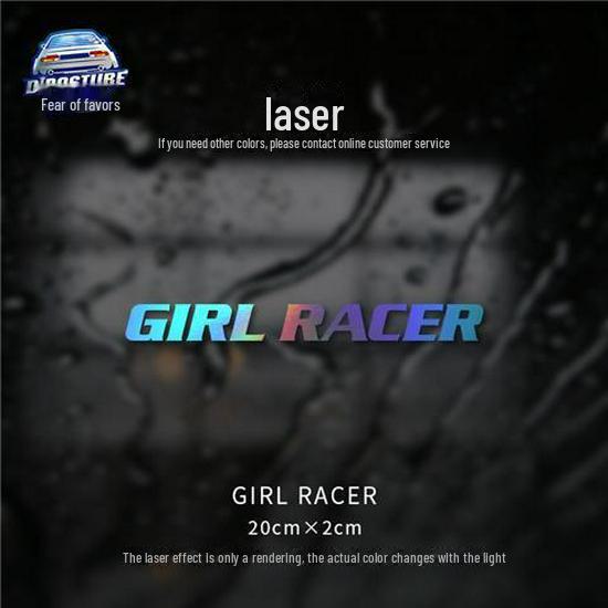 

Текстовые наклейки с изображением девушки-гонщицы: Автомобиль, Электромобиль, Мотоцикл