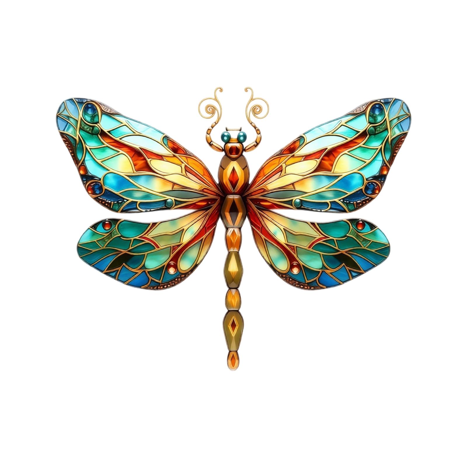 2D Stained Glass Dragonfly Acrylic Car Hanging Ornament Decorative Vehicle Accessory Lightweight Durable Design One Size