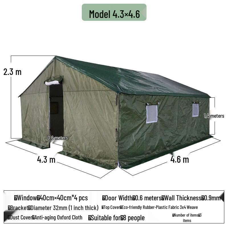 JINGGENG Heavy-Duty 3-Layer Canvas Temporary Shelter Tent