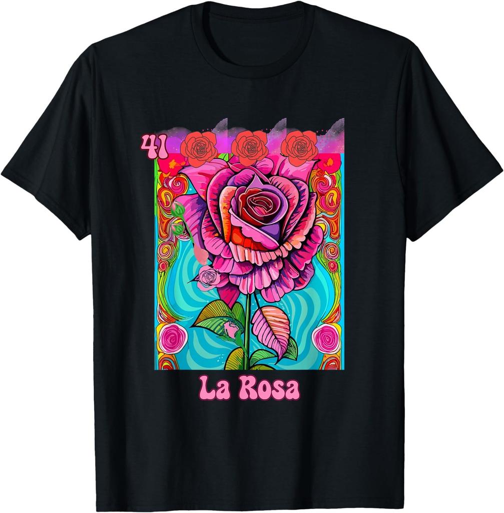 La Rosa, the Rose, Mexican Bingo Card in a Traditional Game. T-Shirt