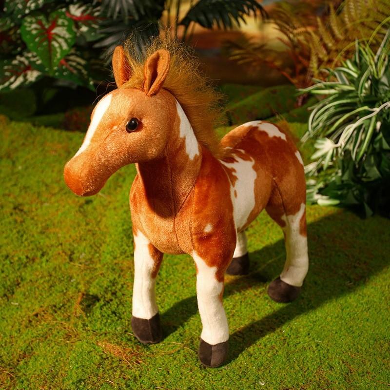 

Plush Horse Figure With Pp Cotton Filling For Collectors And Kids Play Light Brown White,39cm