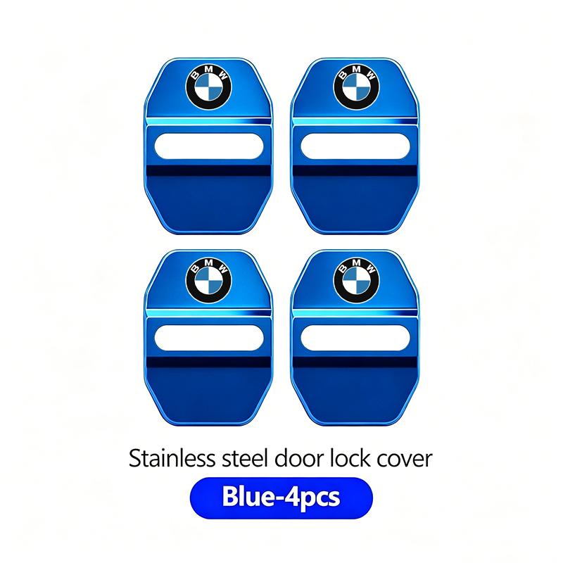 BBKD8 4Pcs Stainless Steel Shock Absorbing Car Door Lock Cover Anti Vibration Latch Protector Accessories For BMW E90 G80 M3 G30 M5 F8