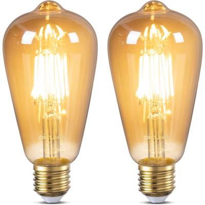 Vintage Glühbirne E27 Edison-Schraubfassung, 6W entspricht 60 Watt, Retro Bernstein-Glaslampe, 2200K Warmweiß, Nicht dimmbar, ES LED Filamentlampe