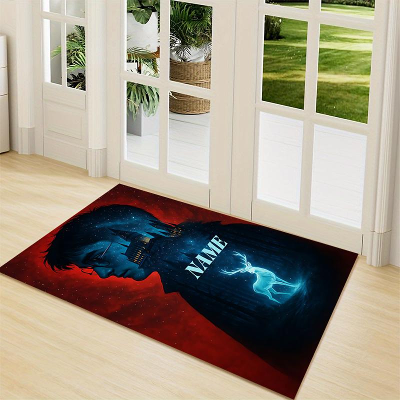 Custom Name Green Serpent Magic Carpet Rug Customizable Soft Washable Anti-Slip Home Living Room Sofa Mats Personalized Rug. 090939