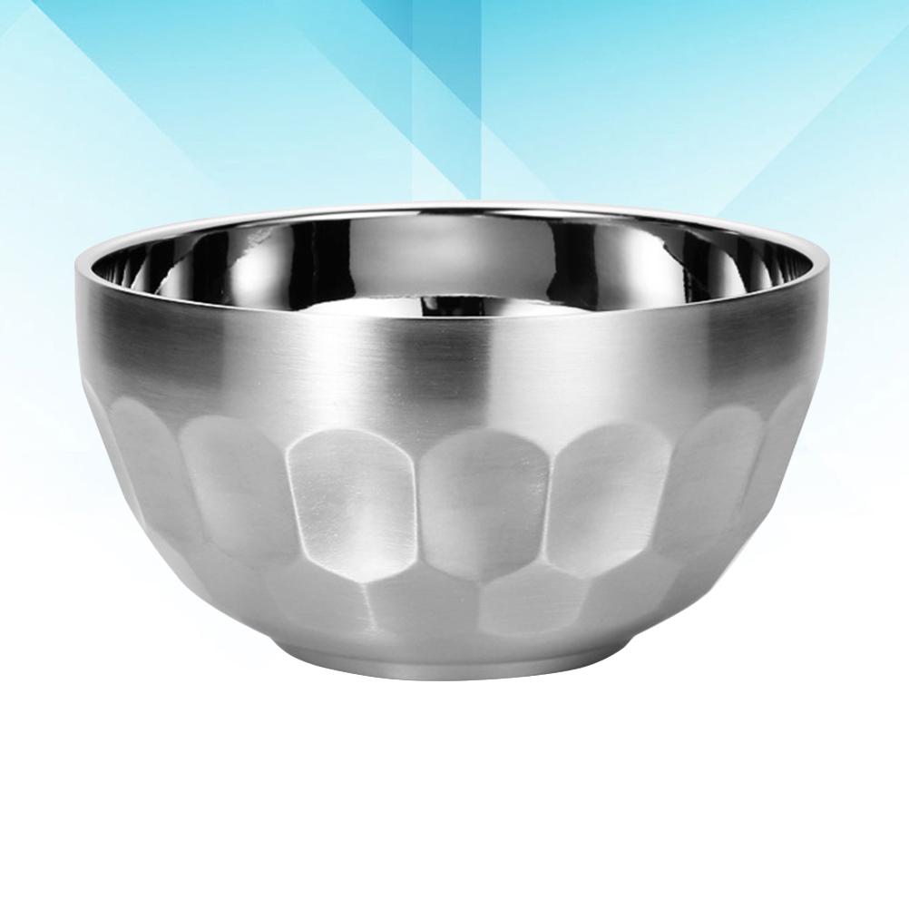 304 Stainless Steel Double Layers Insulated Bowl Silver 11.4cm Practical Rust Resistant Fingerprint Proof