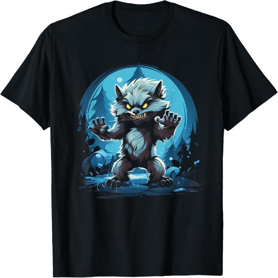 Страшный Оборотень Полная Луна Хэллоуин Костюм Ужас Оборотень Футболка(1) S