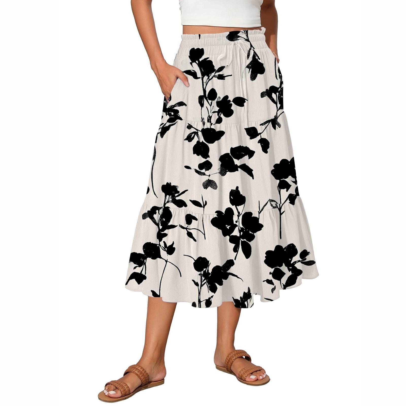 

Женские струящиеся расклешенные юбки-макси с оборками и эластичным поясом, элегантные многослойные длинные юбки в стиле бохо S