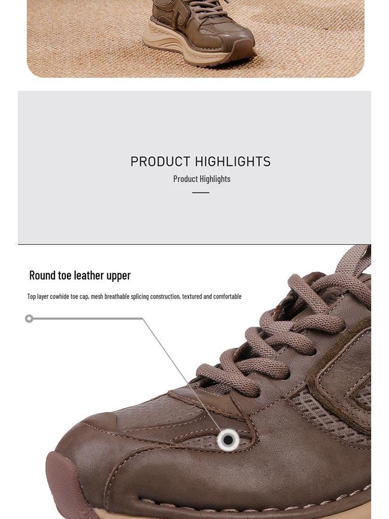 Guangzhou Huigu 2025 Autumn/Winter Women's Retro Thick Sole Cowhide Sports Shoes