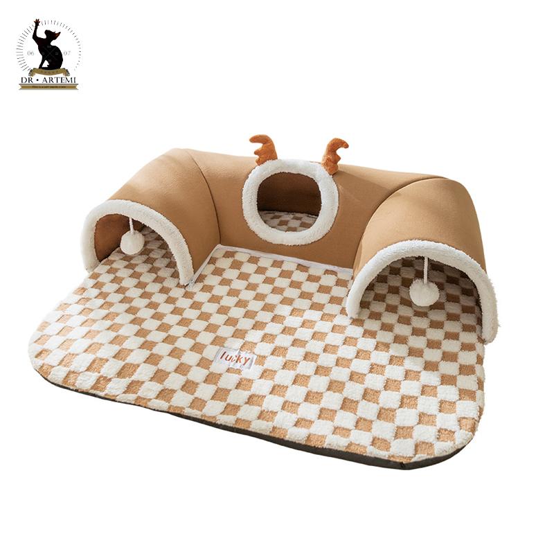 

Осень Зима Туннель для кошек и лосей Play Sleep all-in-one Pet Cat Кролик Кровати Коврики Туннель 55x40CM