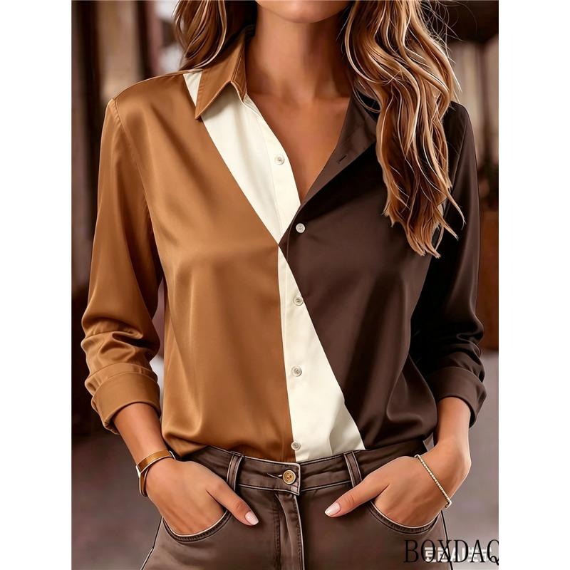 Fashion Geometric Printed Long Sleeved Women's Blouse 2026 Lapel Button Casual Loose Autumn Shirts
