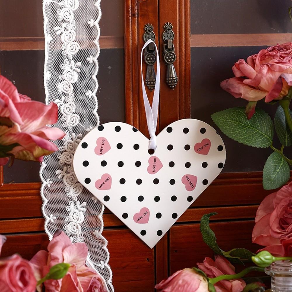 20Pcs Heart-shaped Greeting Cards Handwritten Blank Alien Love Card Can hang rope with holes Gift Card Valentine's Day