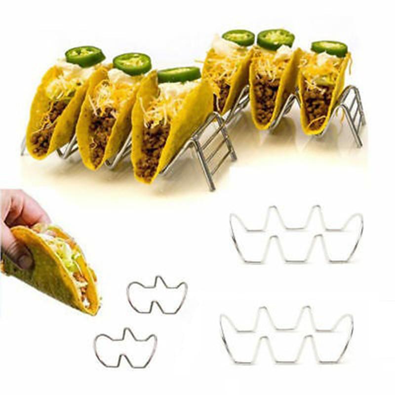 Elegant Electroplated Stainless Steel 2-section Taco Holder For Dining