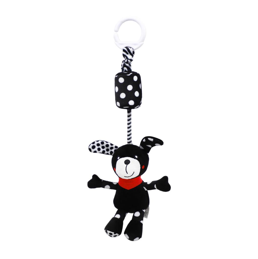 BBSKY Black & White Baby Stroller Mobile: Rabbit, Bee, Bird & Dog Plush Hanging Ornaments 