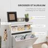 Pet Feeder Station, Dog, Cat Storage Container, with Raised Bowls, Hanger, Cabinet - White