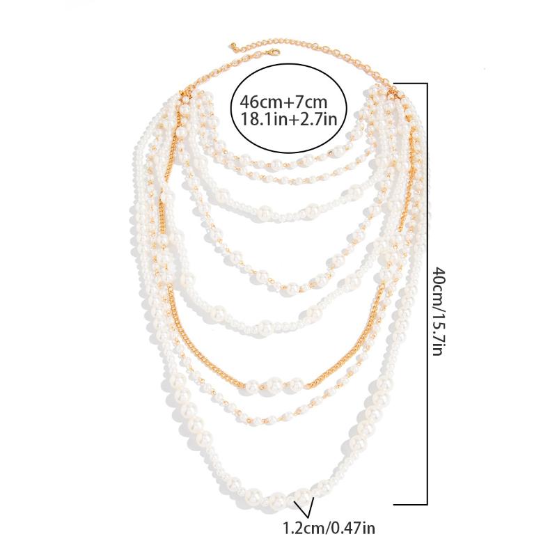 Retro Beaded Long Fringe Necklace Imitation Pearl Sweater Chain Stylish Elegant Women'S Jewelry Unisex Accessories Gift