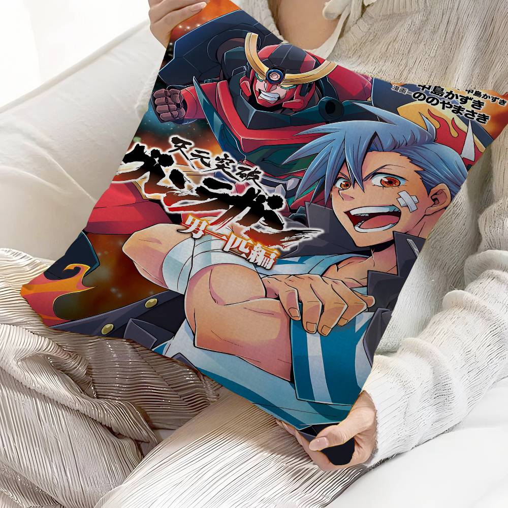 Federa Cuscino Anime Gurren Lagann Per Camera da Letto e Divano Soggiorno Copricuscino Decorativo