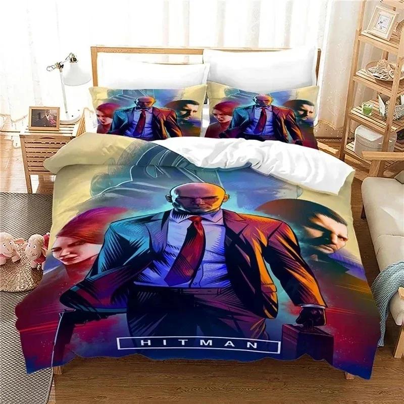 Game Hitman Kiler Beding Set Young Boys Young Girls Twin Quen Sized Dimensions Soft Duvet Cover Pilowcase Bed Children Kids Adult People Fashion Home