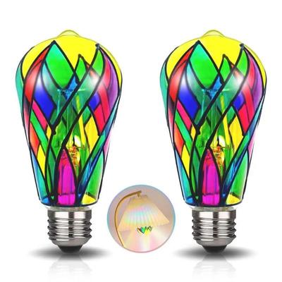 Renkli Cam Ampul 4W St64 Led Ampul Boyalı Cam E26 Duy Mozaik Gece Lambası Ev Dekorasyonu Romantik Şenlikli Atmosfer