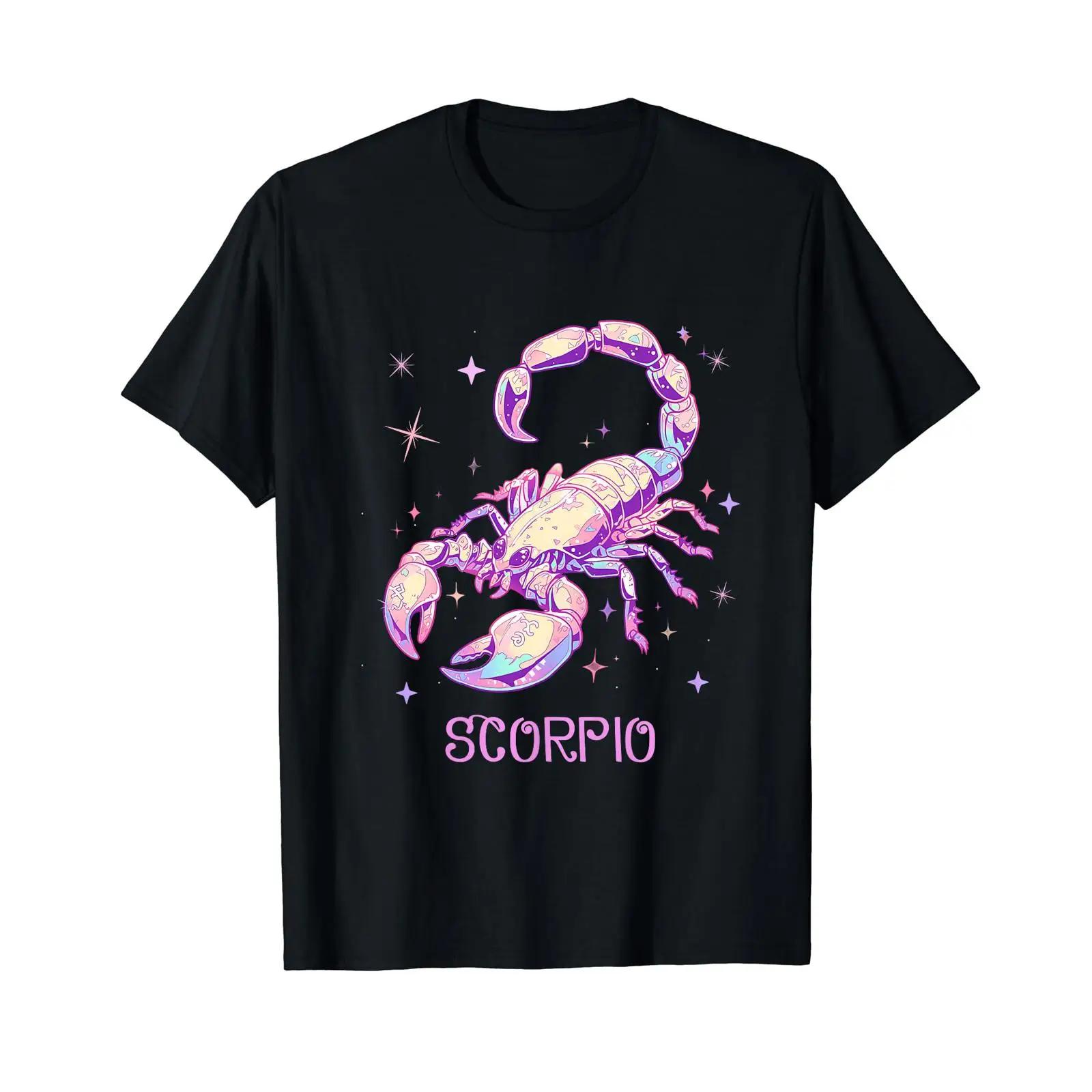 

Zodiac Sign Scorpio Kawaii Pastel Goth Heavenly Astrology T Shirt black vintage Washed streetwear Versatile fashion 5XL різнокольоровий