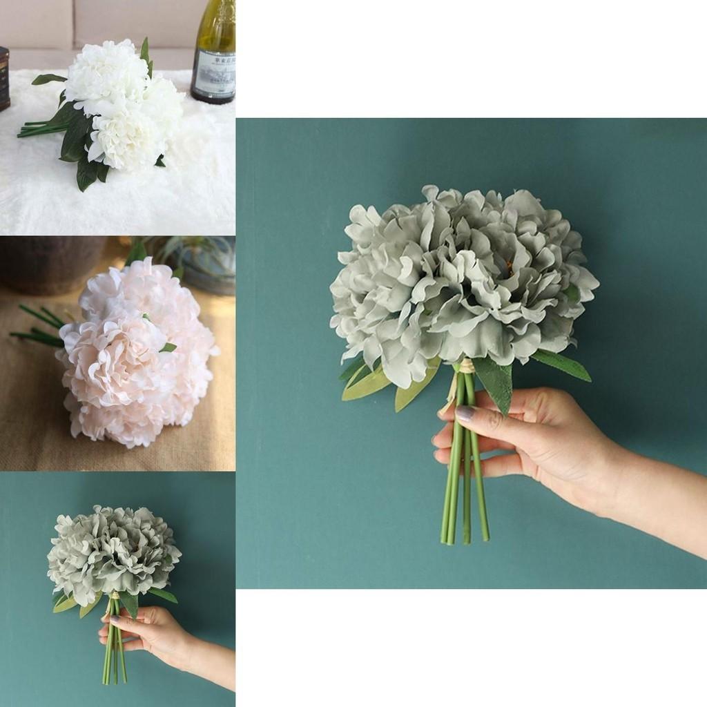 5 Heads Artificial Peony Silk Fake Flowers Hydrangea Bouquet For Elegant Wedding Party Decor**