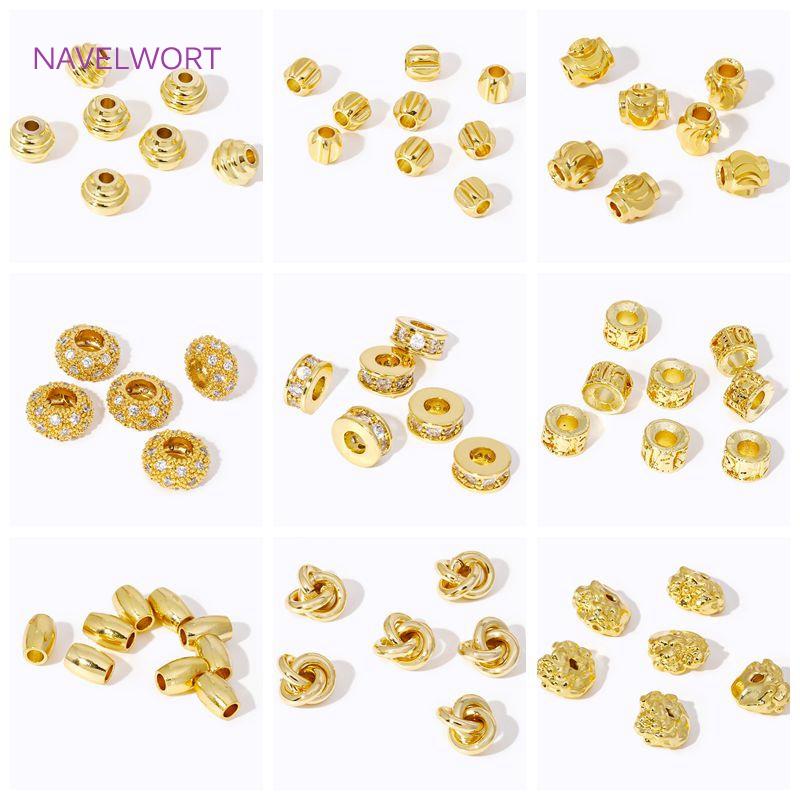 18K Gold Plated Brass Flat Oval Stripe Spacer Beads Flat Beads,Separators For Beads,For Bracelet DIY Jewelry Making Accessories