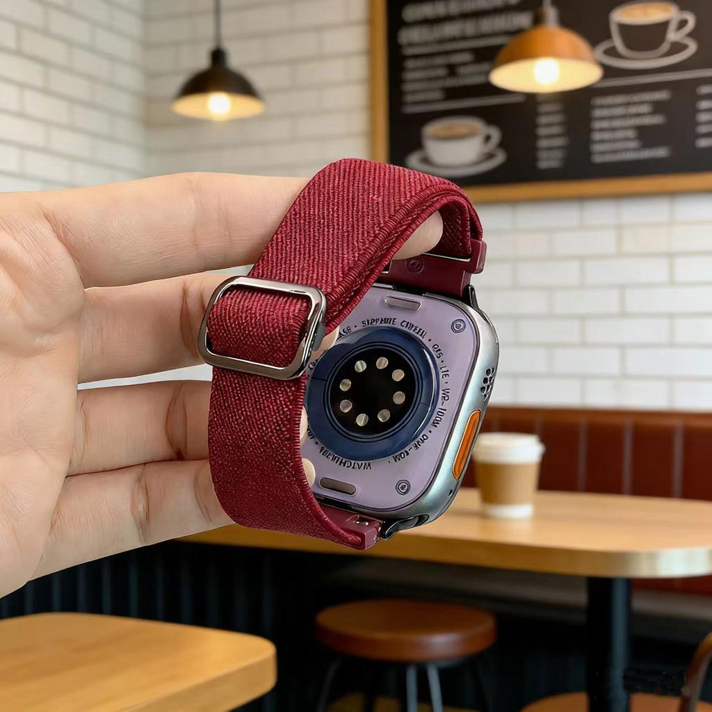 Textured Nylon Watch Band for Apple Watch Series 11 10 42mm / 9 8 7 41mm / SE3 SE2 SE 6 5 4 40mm / 3 2 1 38mm Adjustable Wrist Strap with Metal Buckle