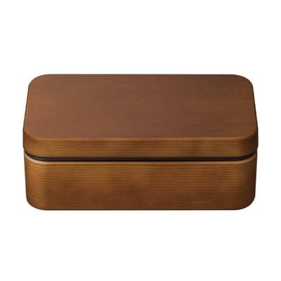 Masakazu Lunch Wood Grain Large 79773 Rice-Resistant Box, Rectangular, Brown, (CC)