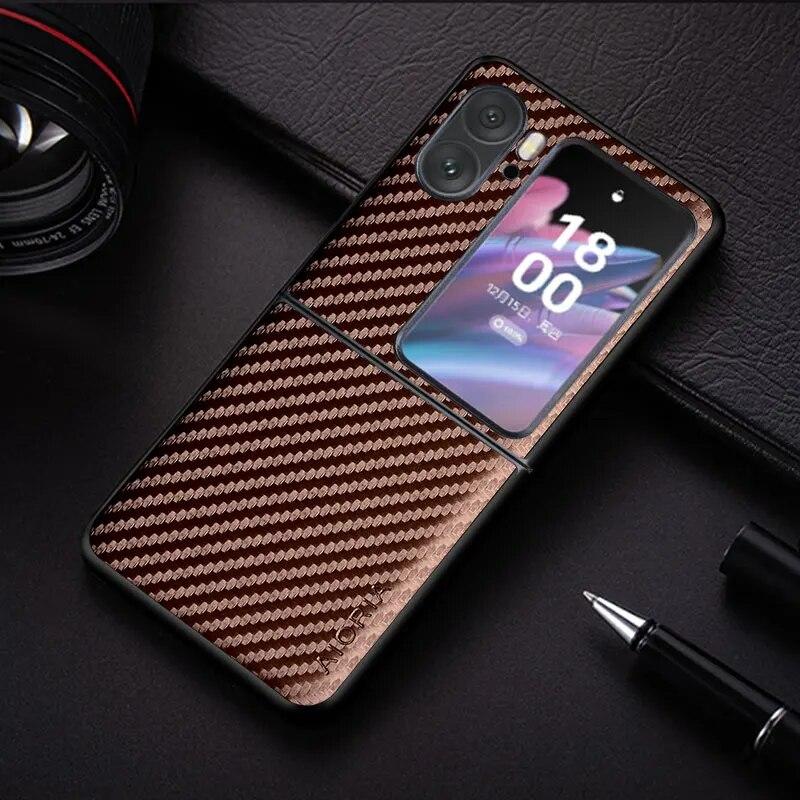 Carbon Fibre Texture Phone Case for Oppo Find N2 Flip 5G Fashion Design Back Cover Funda Coque for Oppo Find N Case