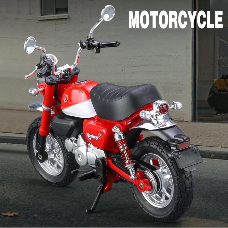 1:12 Honda Monkey Motorcycle Toy Diecast Metal Model Super Sport Miniature Collection Sound & Light Gift For Boy Children