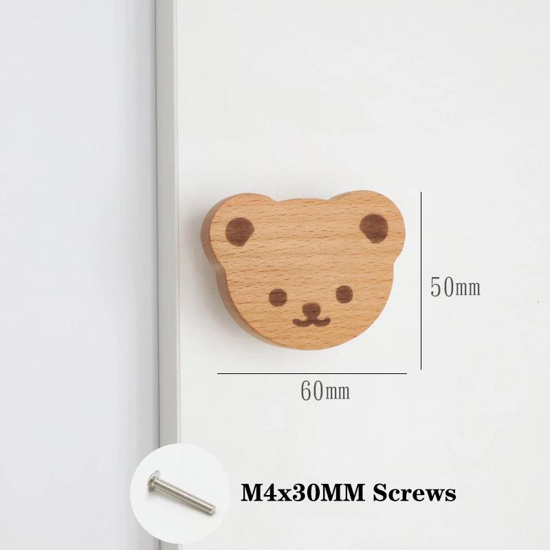 Children's Room Wooden Door Handles Animal Wood Furniture Handles for Cabinets and Drawers Knobs Kitchen Cupboard Wardrobe Pulls