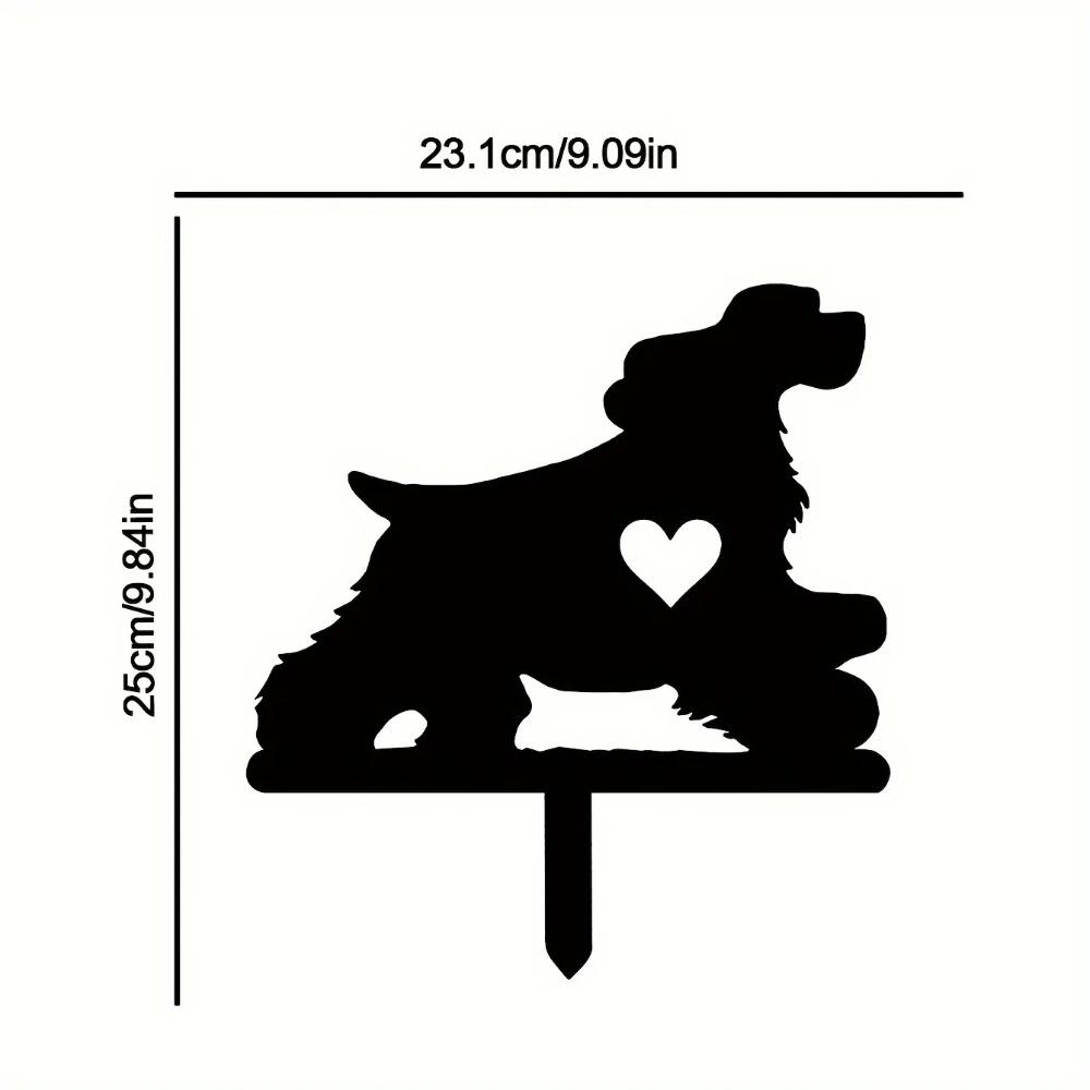 Happy Dog Garden Stake Iron Art Silhouette Metal Yard Sign Creative Outdoor Courtyard Garden Decoration for Pet Commemoration