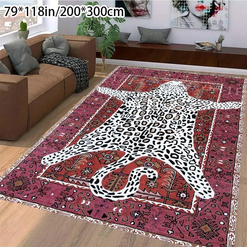 

Large Vintage Leopard Print Area Mat Soft Machine Washable Non Slip Backing Perfect for Living Room Bedroom Office Decor 50x80cm20x31in