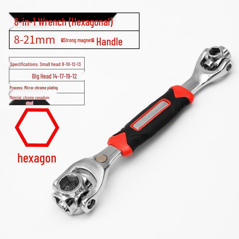 8-in-1 Universal Multi-Head Rotating Socket Wrench