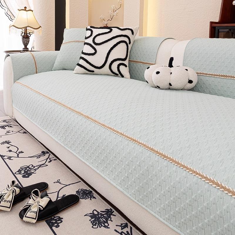 

Летняя прохладная подушка для дивана из ледяного шелка, полный чехол, летний чехол для дивана 2025, новая нескользящая подушка, покрытие для гостиной, тканевое полотенце 30 * 50 waist pillowcase