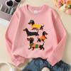 Kinder Rundhals-Sweatshirt, Print mit Dackel-Hunden in Kleidung, Weicher Gemütlicher Pullover für Herbst & Winter