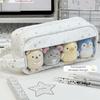 Lace Star Print Pencil Case Large Capacity Pen Bag Viewable Window Storage Pouch  For Teen Girls