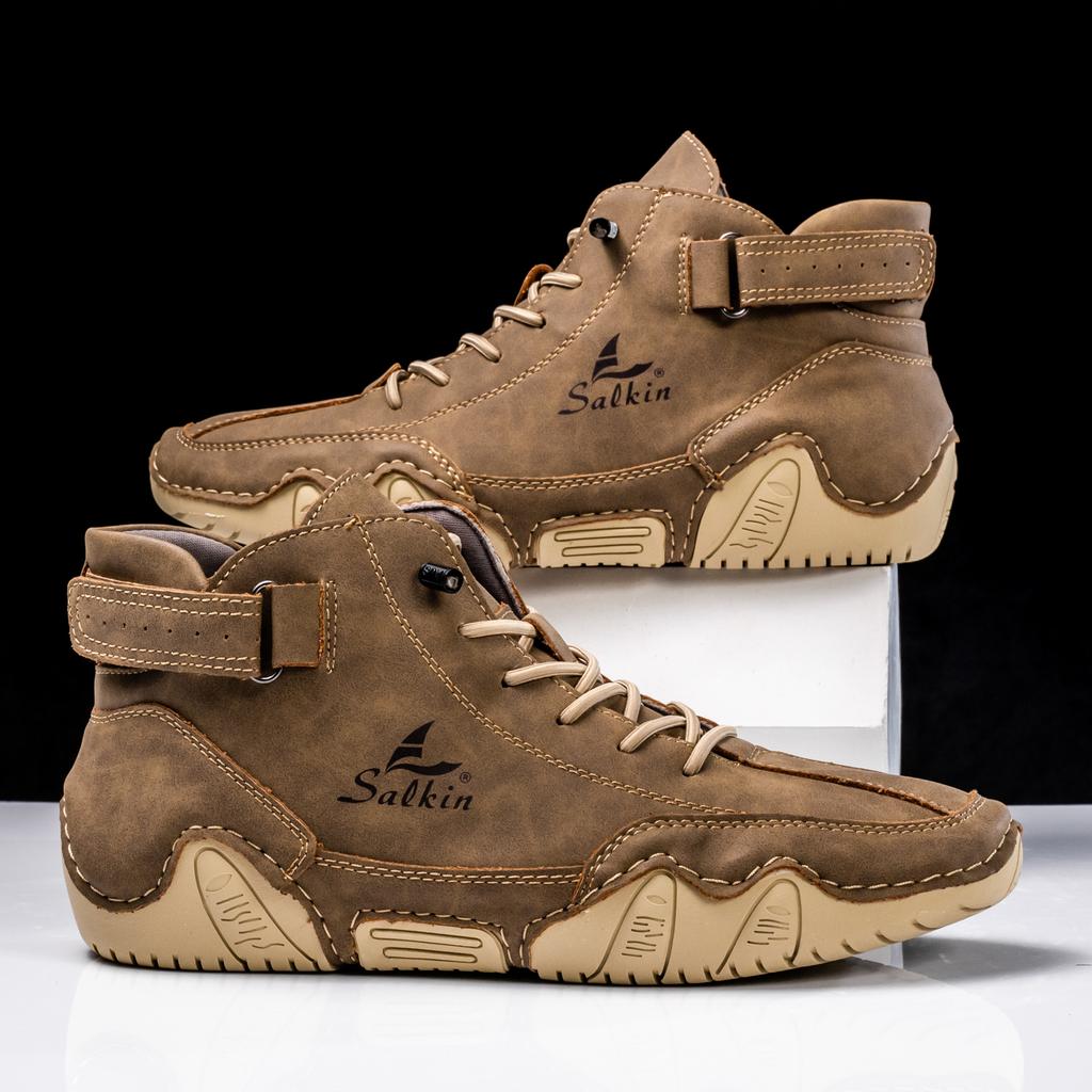 New 2025 Handmade Men Boots Design Sneakers Man Outdoor Casual Leather Men Shoes Ankle Boots Fall Breathable Hot Sale