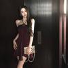 Pure Desire Neck Sling Vest Women's Dress Summer Sleeveless Tube Top with Socialite Style Hot Girl Sexy Tights